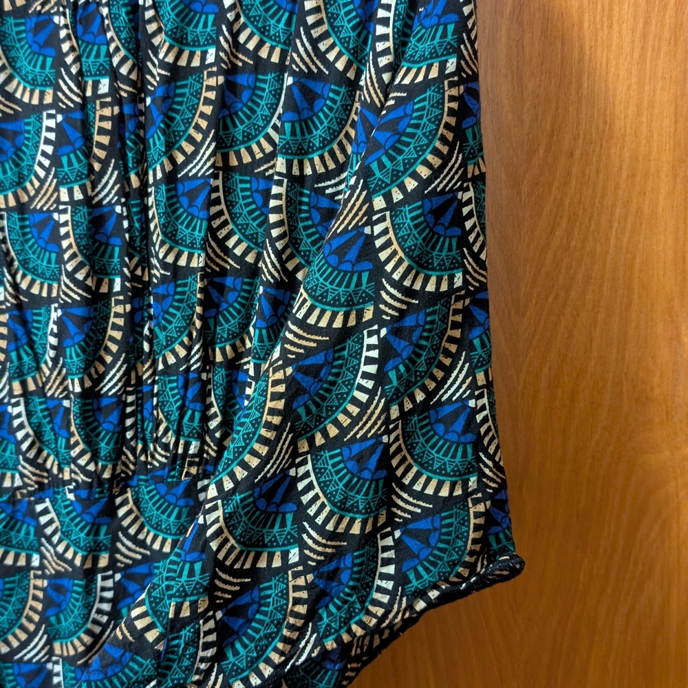 Blue and Black Patterned Maxi Dress